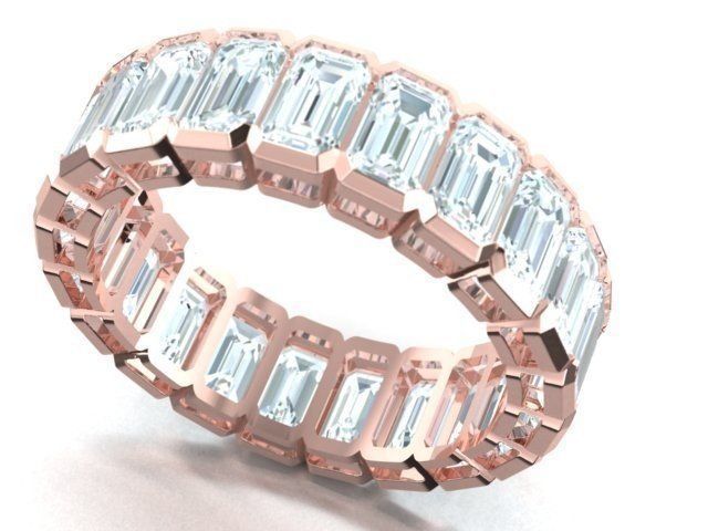 Emerald Diamond Ring 3D model_1