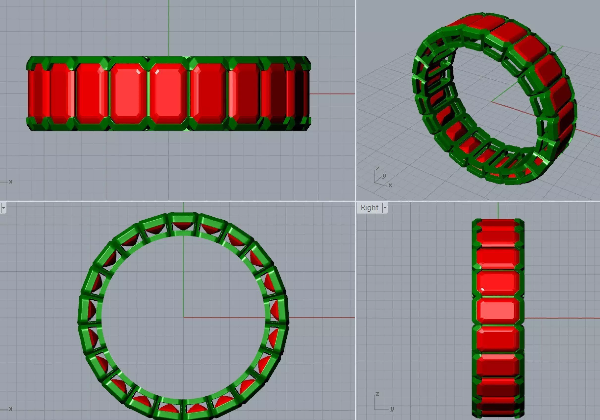 Emerald Diamond Ring 3D model_0