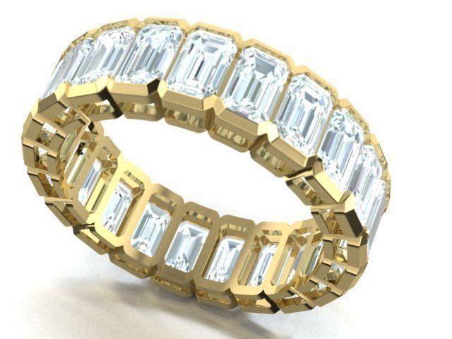 Emerald Diamond Ring 3D model_3