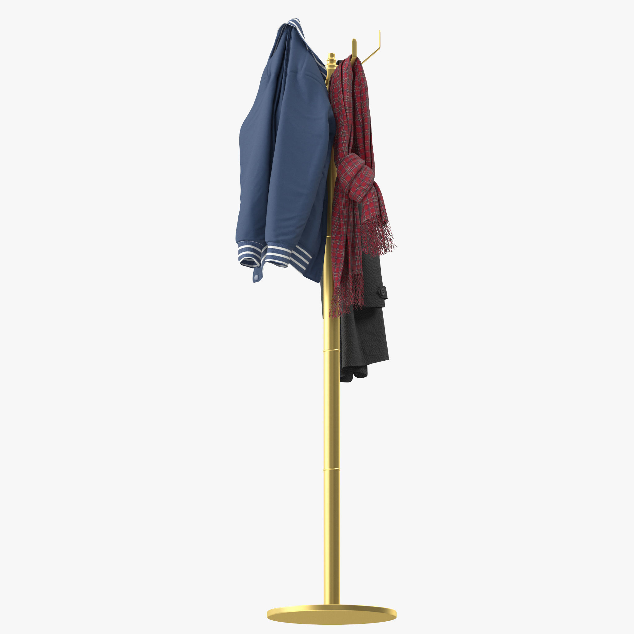 Coat Rack Gold 3D model_6
