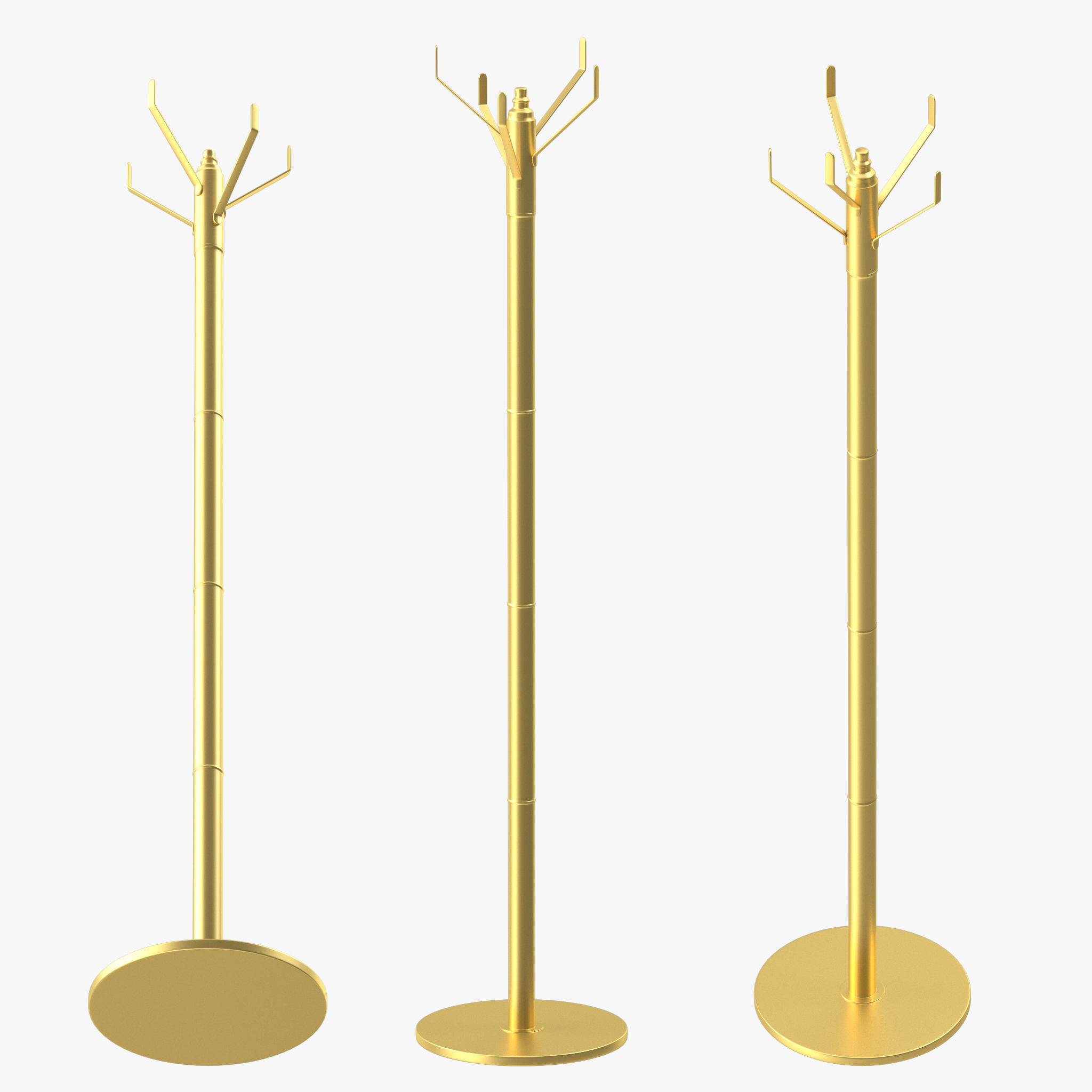 Coat Rack Gold 3D model_3