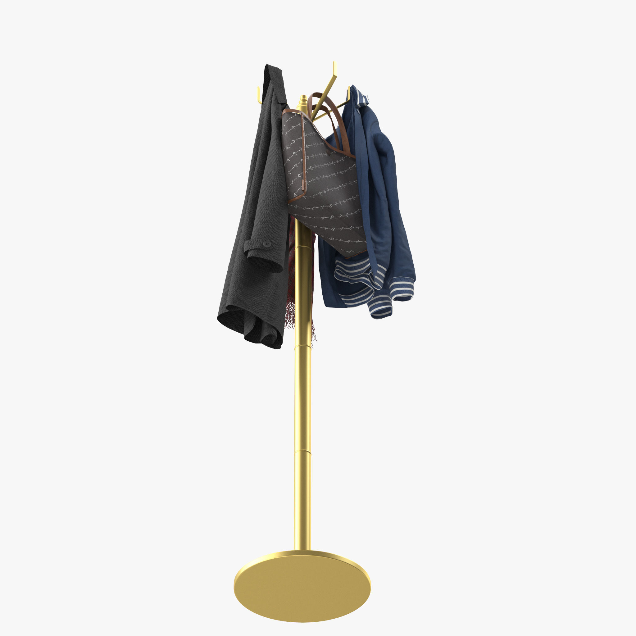 Coat Rack Gold 3D model_8