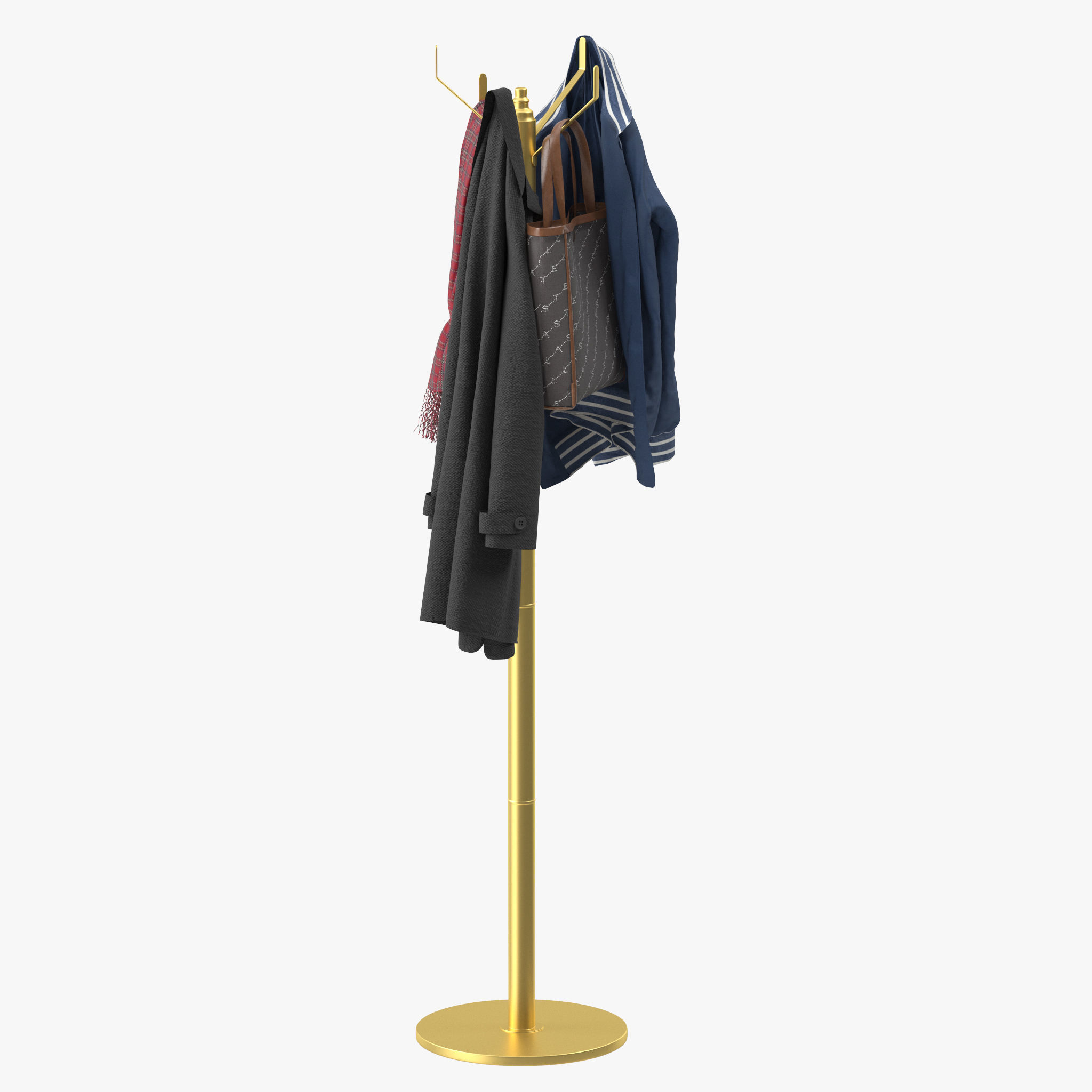 Coat Rack Gold 3D model_7