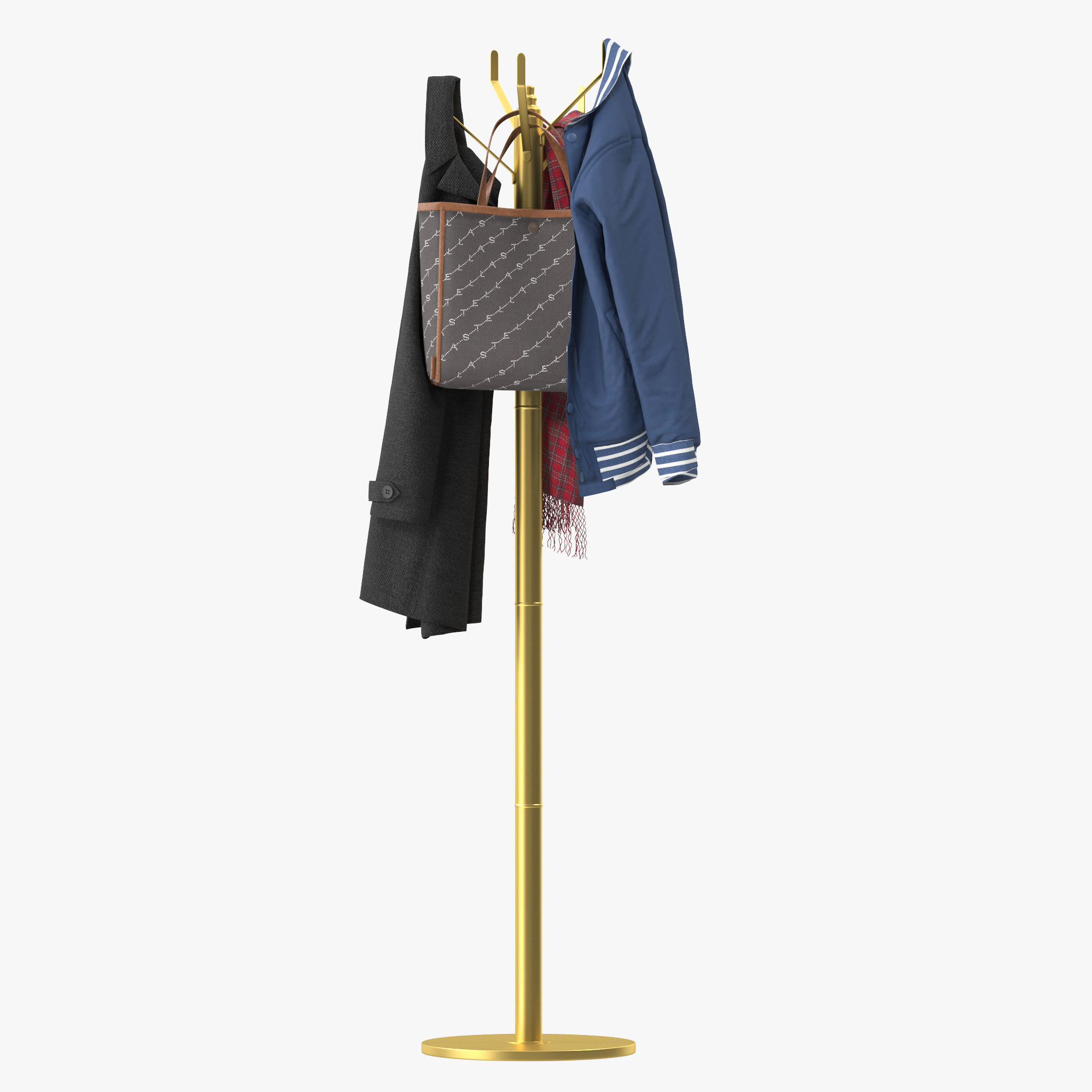 Coat Rack Gold 3D model_10
