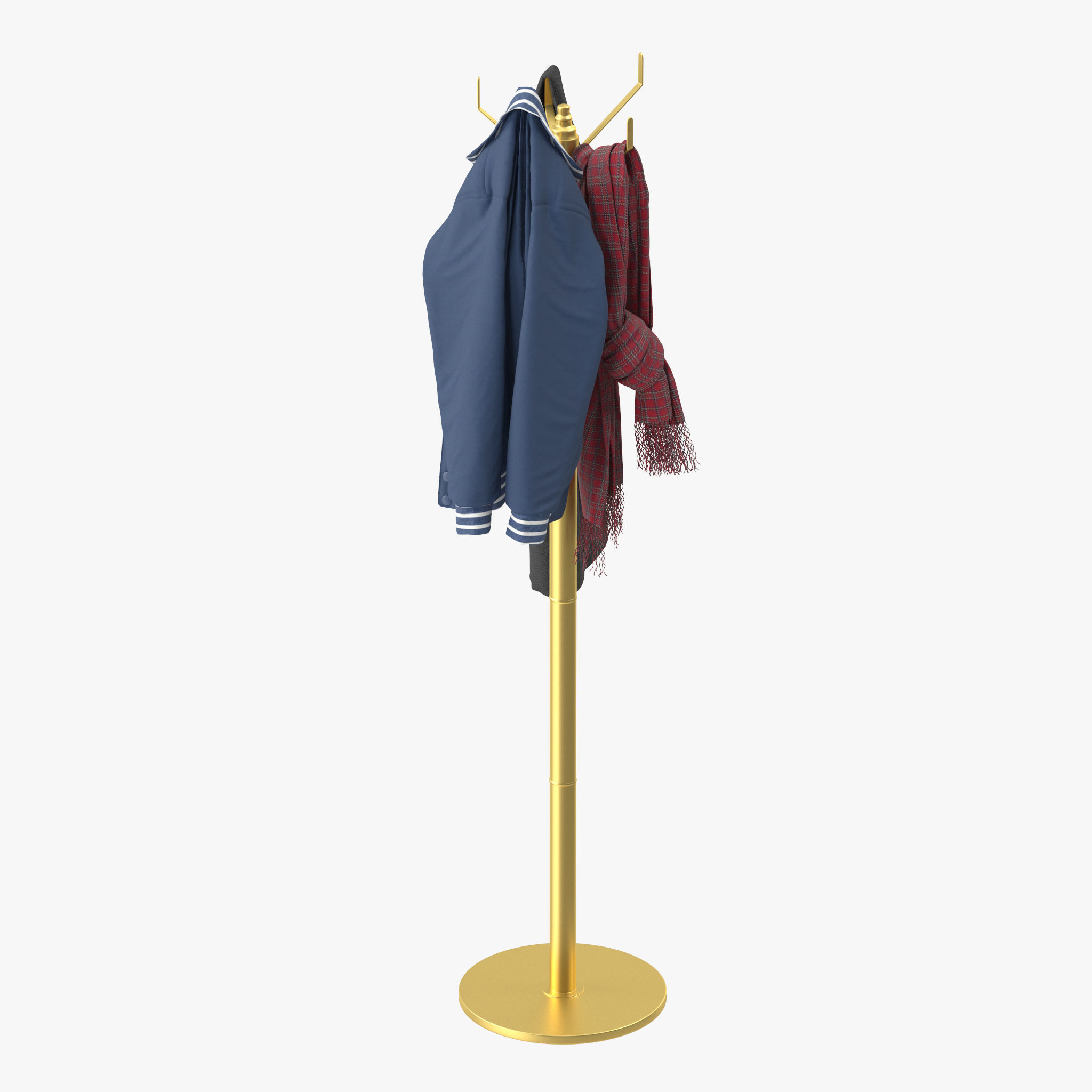 Coat Rack Gold 3D model_12