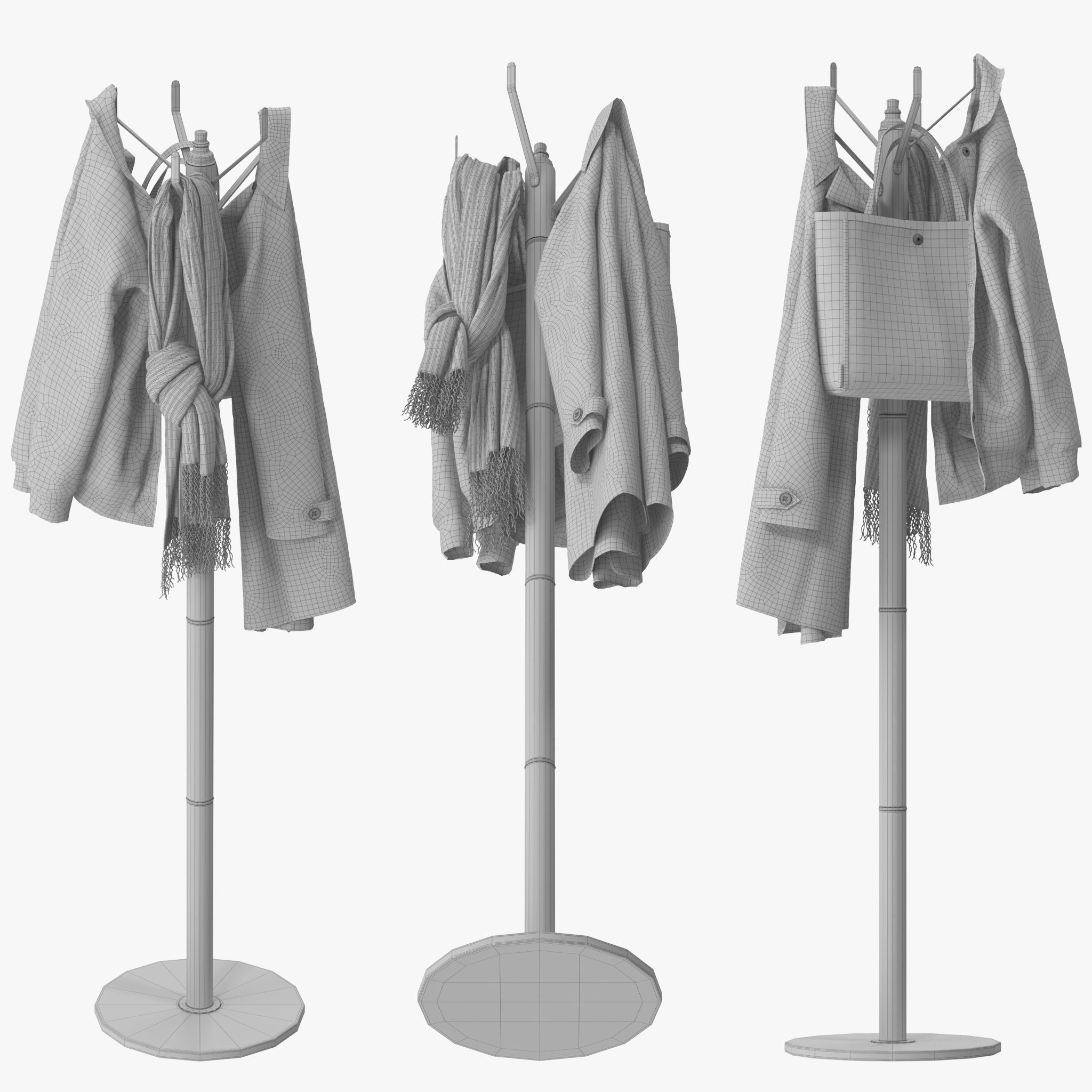 Coat Rack Gold 3D model_16
