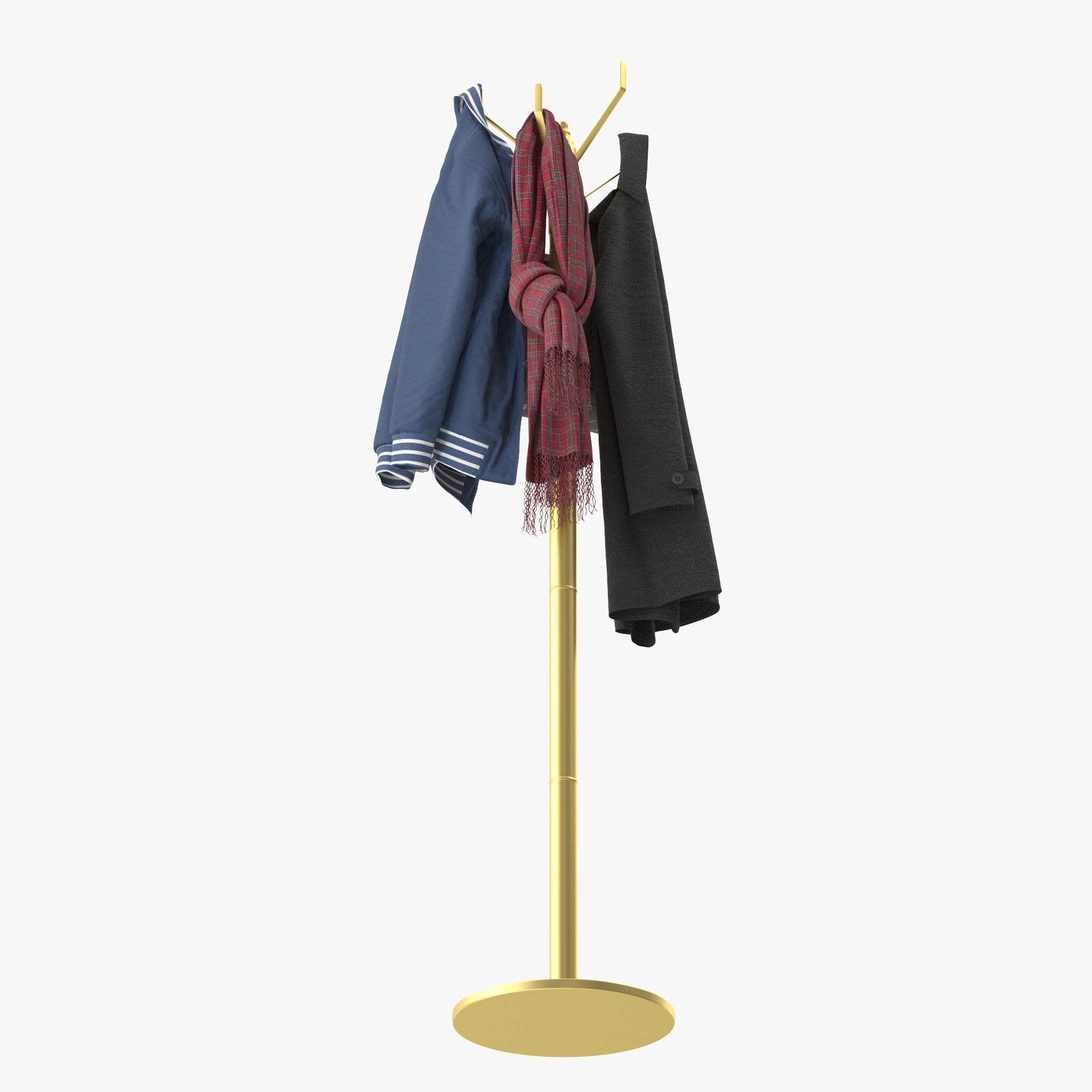Coat Rack Gold 3D model_11