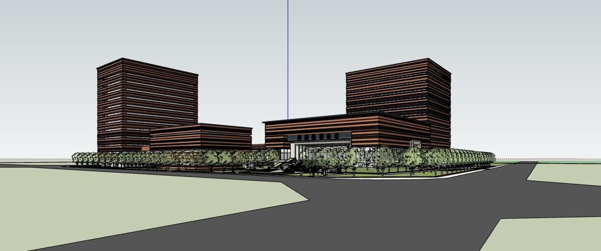 SU model of modern office Qinghai Provincial Archives 3D model_4