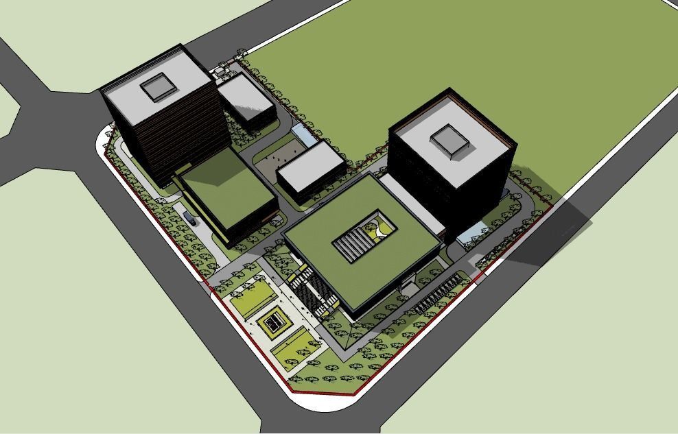 SU model of modern office Qinghai Provincial Archives 3D model_3