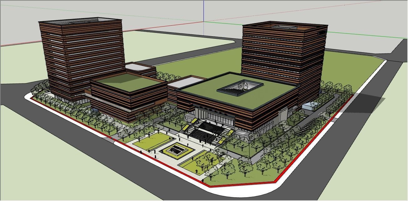 SU model of modern office Qinghai Provincial Archives 3D model_1
