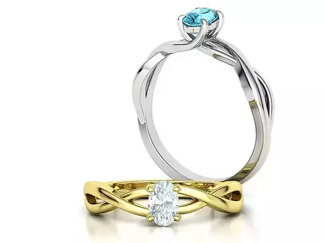 Oval Stone 6x4 Solitaire Ring Trellis Ring 3Dmodel 3D print model