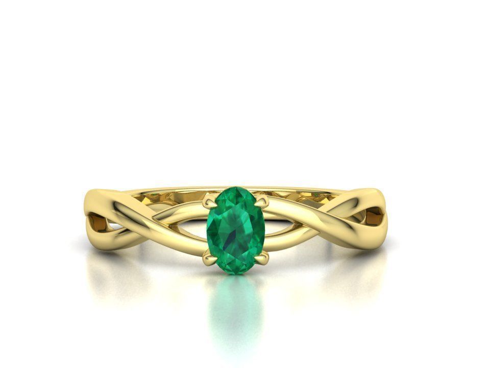 Oval Stone 6x4 Solitaire Ring Trellis Ring 3Dmodel 3D print model_8