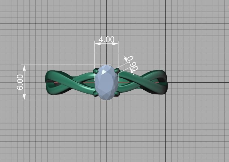 Oval Stone 6x4 Solitaire Ring Trellis Ring 3Dmodel 3D print model_14