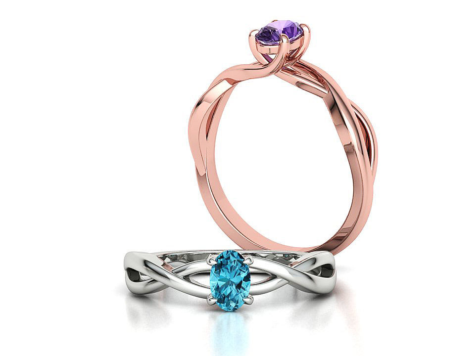 Oval Stone 6x4 Solitaire Ring Trellis Ring 3Dmodel 3D print model_1