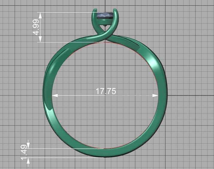 Oval Stone 6x4 Solitaire Ring Trellis Ring 3Dmodel 3D print model_15