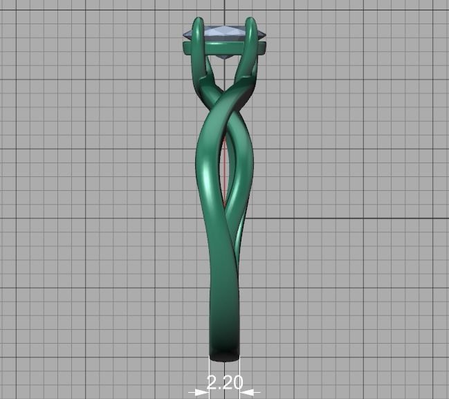 Oval Stone 6x4 Solitaire Ring Trellis Ring 3Dmodel 3D print model_16