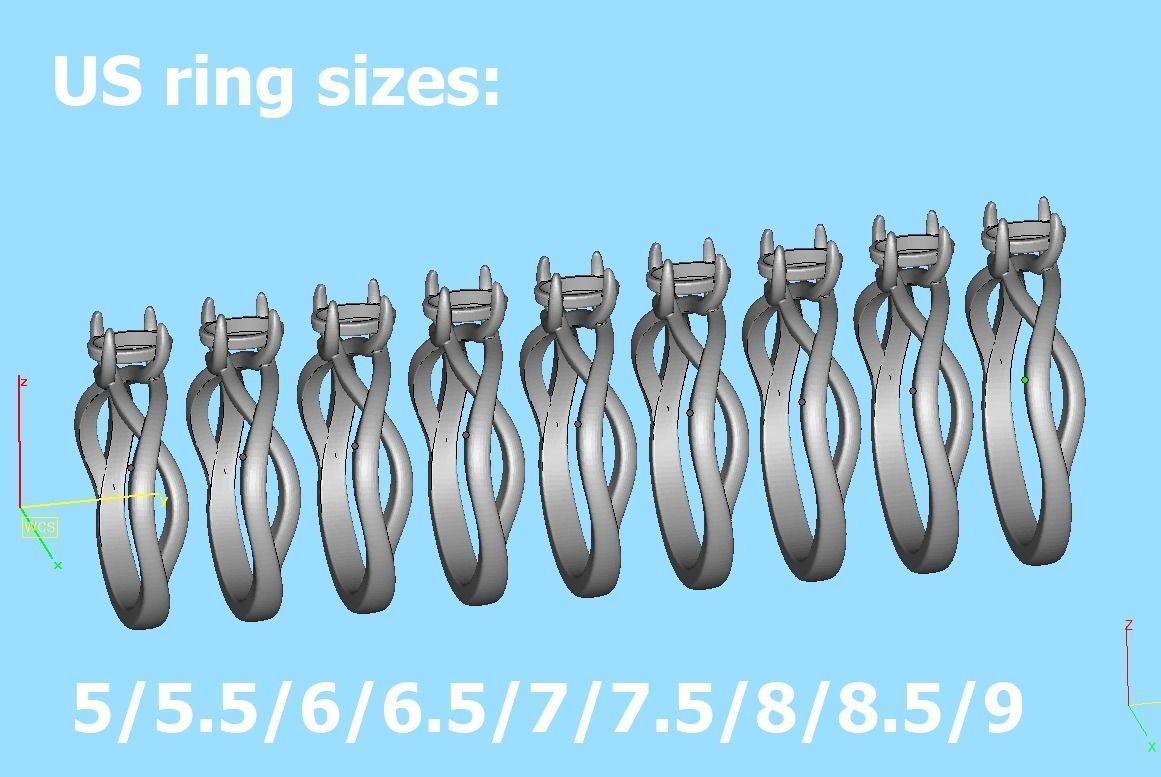 Oval Stone 6x4 Solitaire Ring Trellis Ring 3Dmodel 3D print model_12