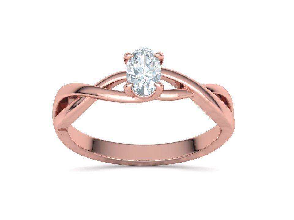 Oval Stone 6x4 Solitaire Ring Trellis Ring 3Dmodel 3D print model_17