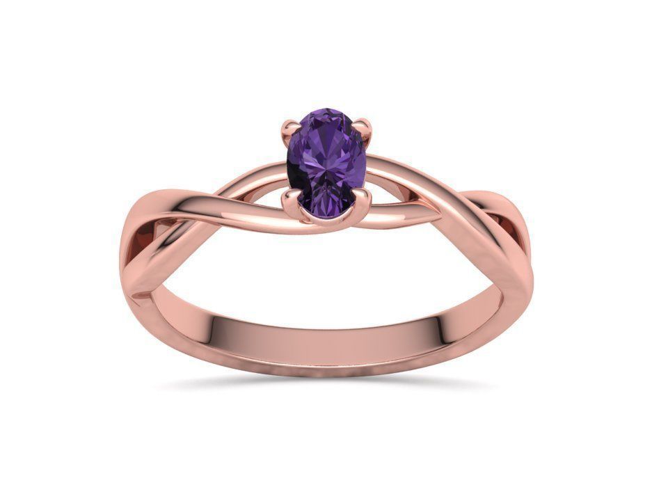 Oval Stone 6x4 Solitaire Ring Trellis Ring 3Dmodel 3D print model_20