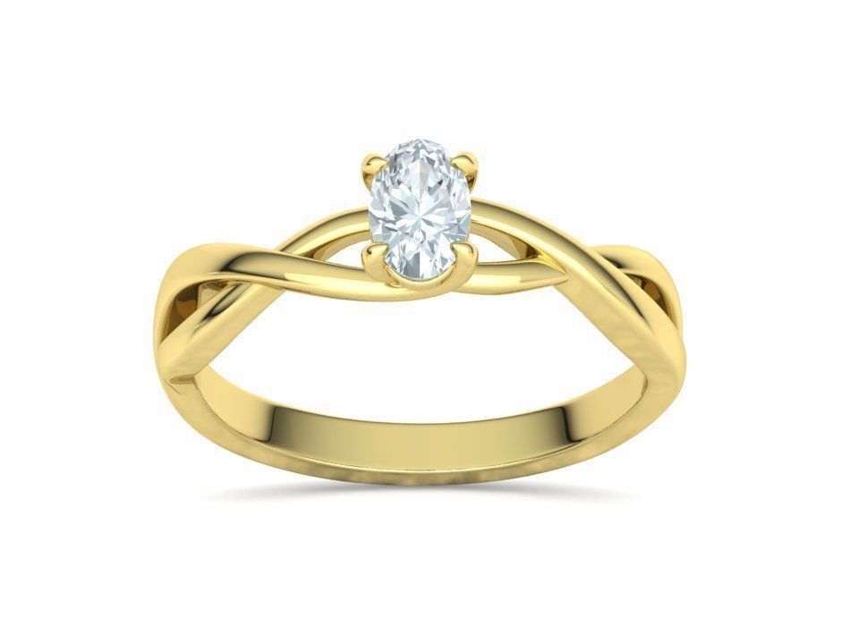 Oval Stone 6x4 Solitaire Ring Trellis Ring 3Dmodel 3D print model_18
