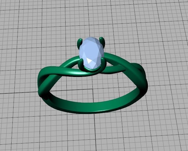 Oval Stone 6x4 Solitaire Ring Trellis Ring 3Dmodel 3D print model_41
