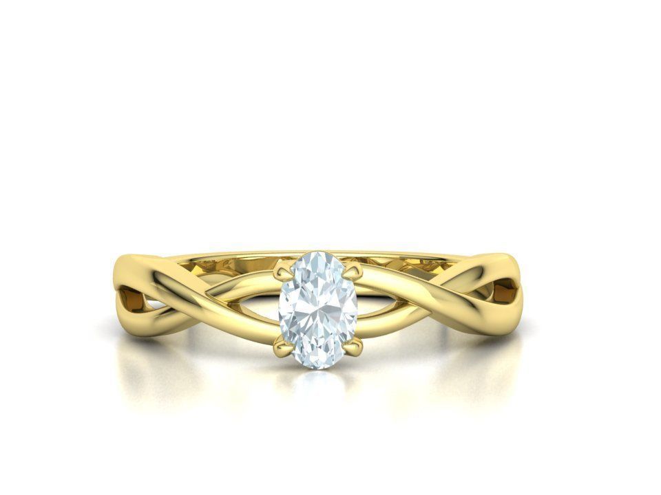 Oval Stone 6x4 Solitaire Ring Trellis Ring 3Dmodel 3D print model_5