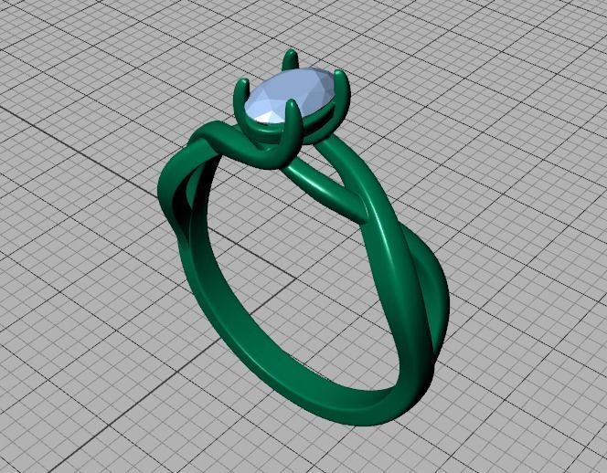 Oval Stone 6x4 Solitaire Ring Trellis Ring 3Dmodel 3D print model_42