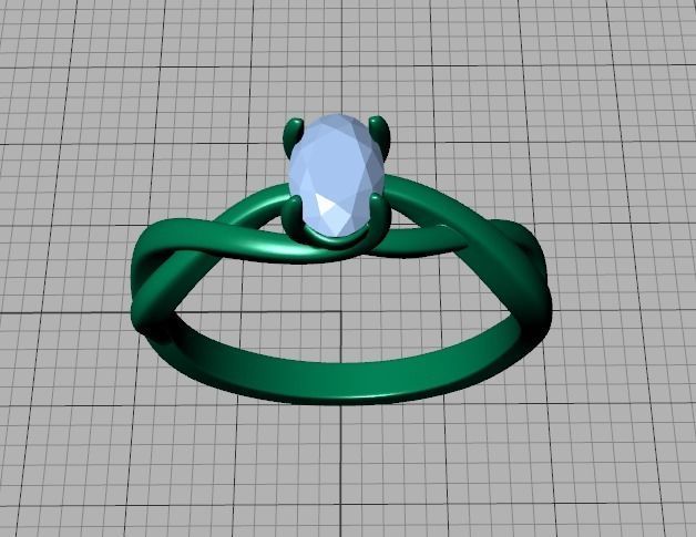 Oval Stone 6x4 Solitaire Ring Trellis Ring 3Dmodel 3D print model_43