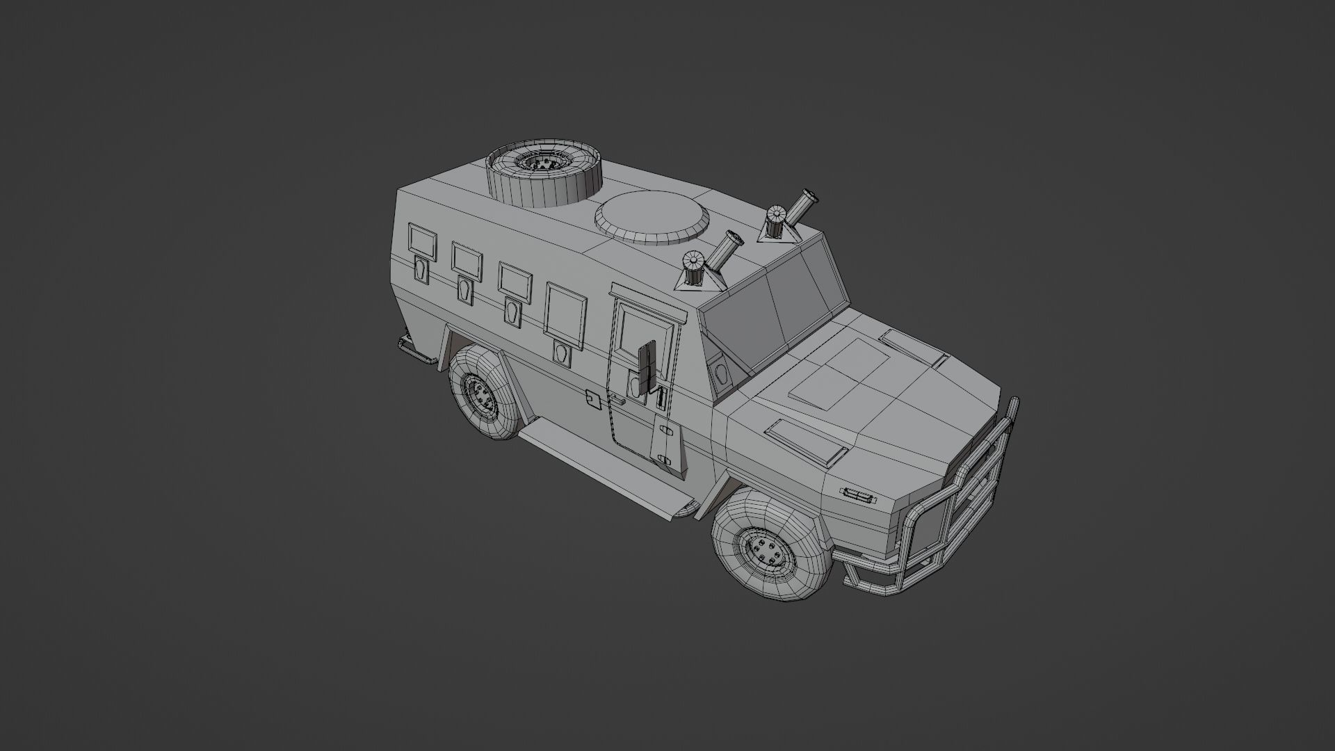 AMZ Dzik 4x4 armer military vehicle Low-poly 3D model_19