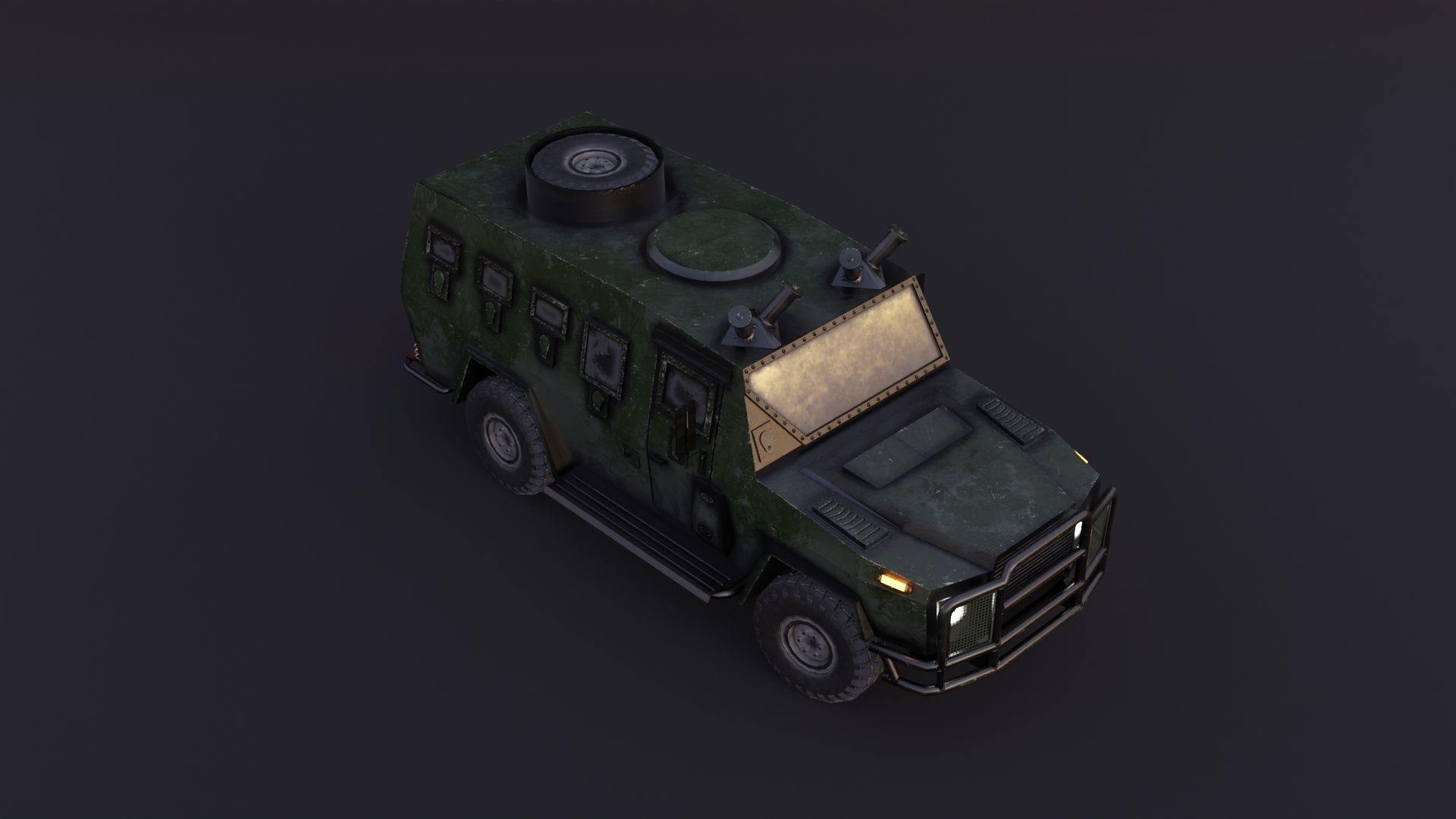 AMZ Dzik 4x4 armer military vehicle Low-poly 3D model_5