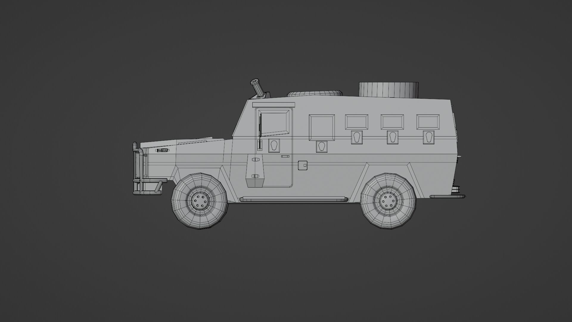 AMZ Dzik 4x4 armer military vehicle Low-poly 3D model_18