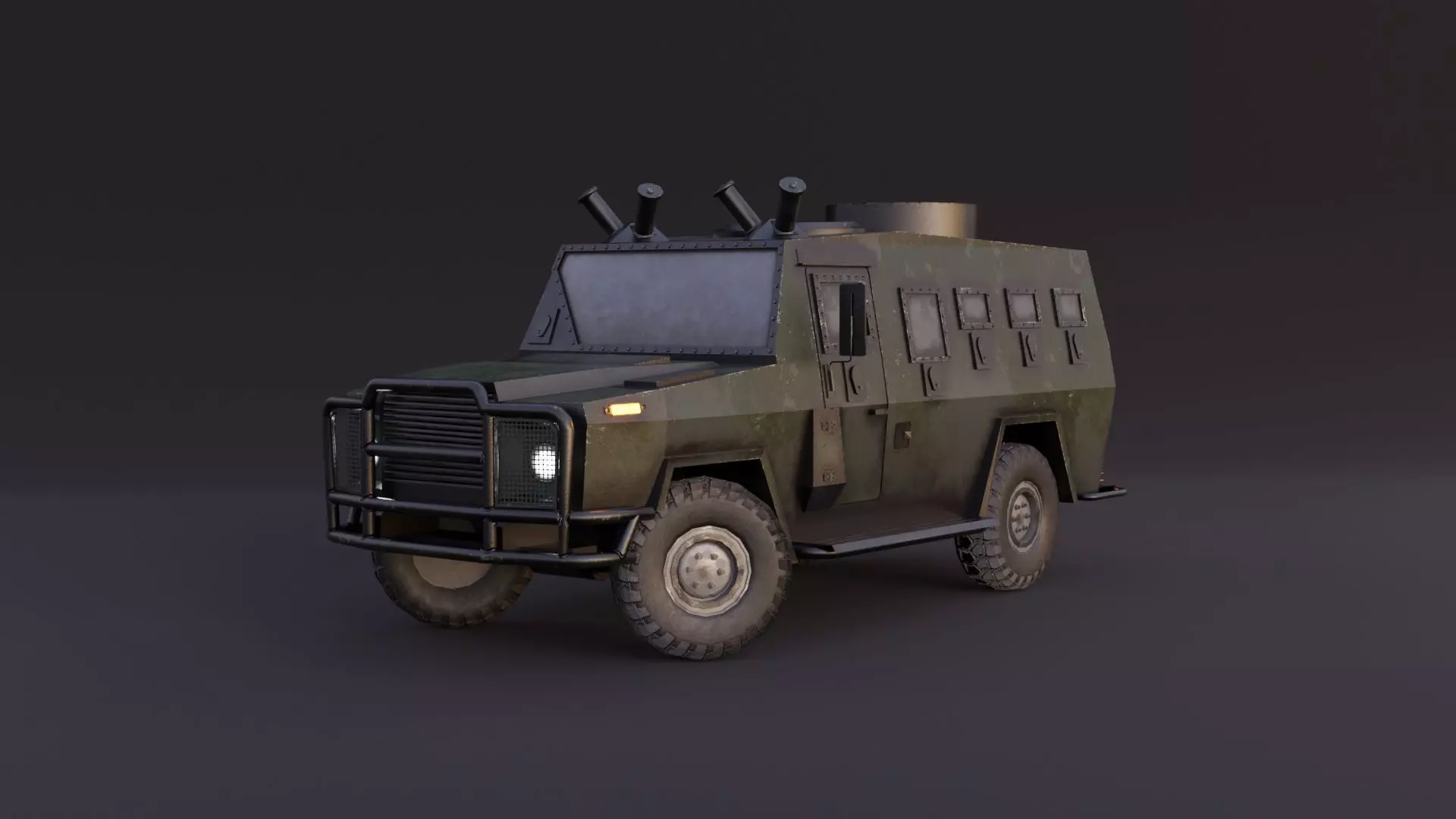 AMZ Dzik 4x4 armer military vehicle Low-poly 3D model_0