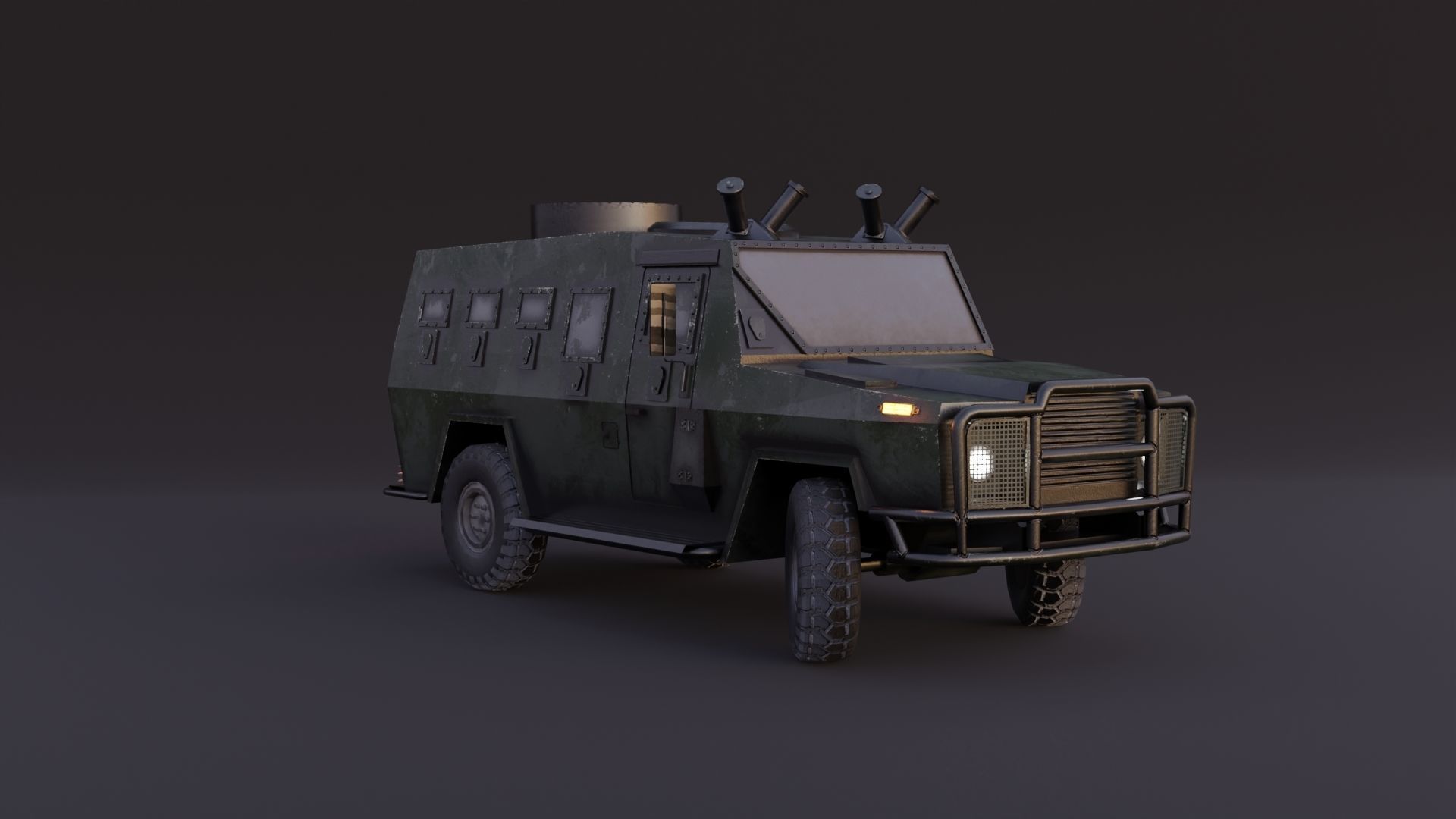 AMZ Dzik 4x4 armer military vehicle Low-poly 3D model_1