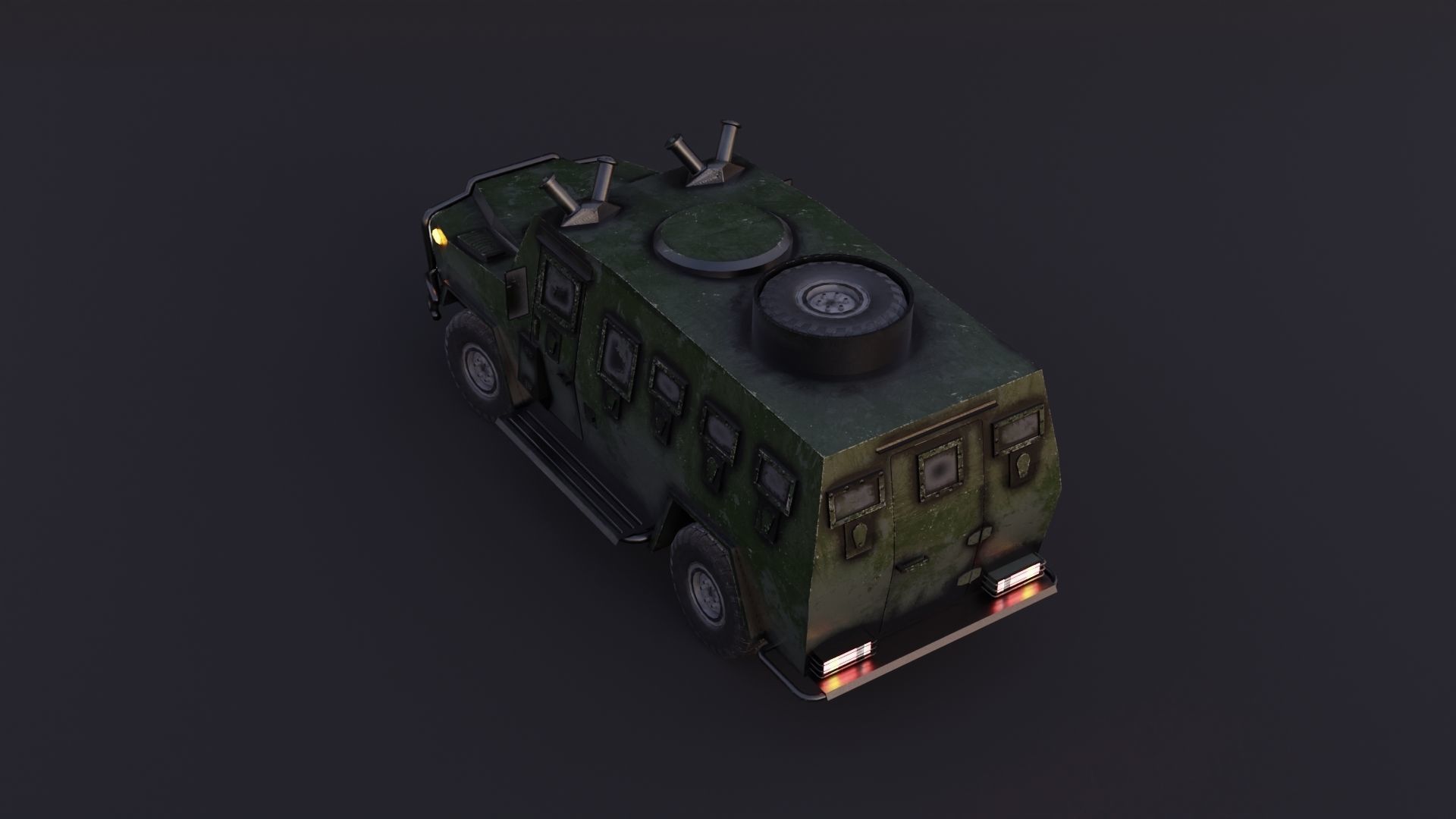 AMZ Dzik 4x4 armer military vehicle Low-poly 3D model_10