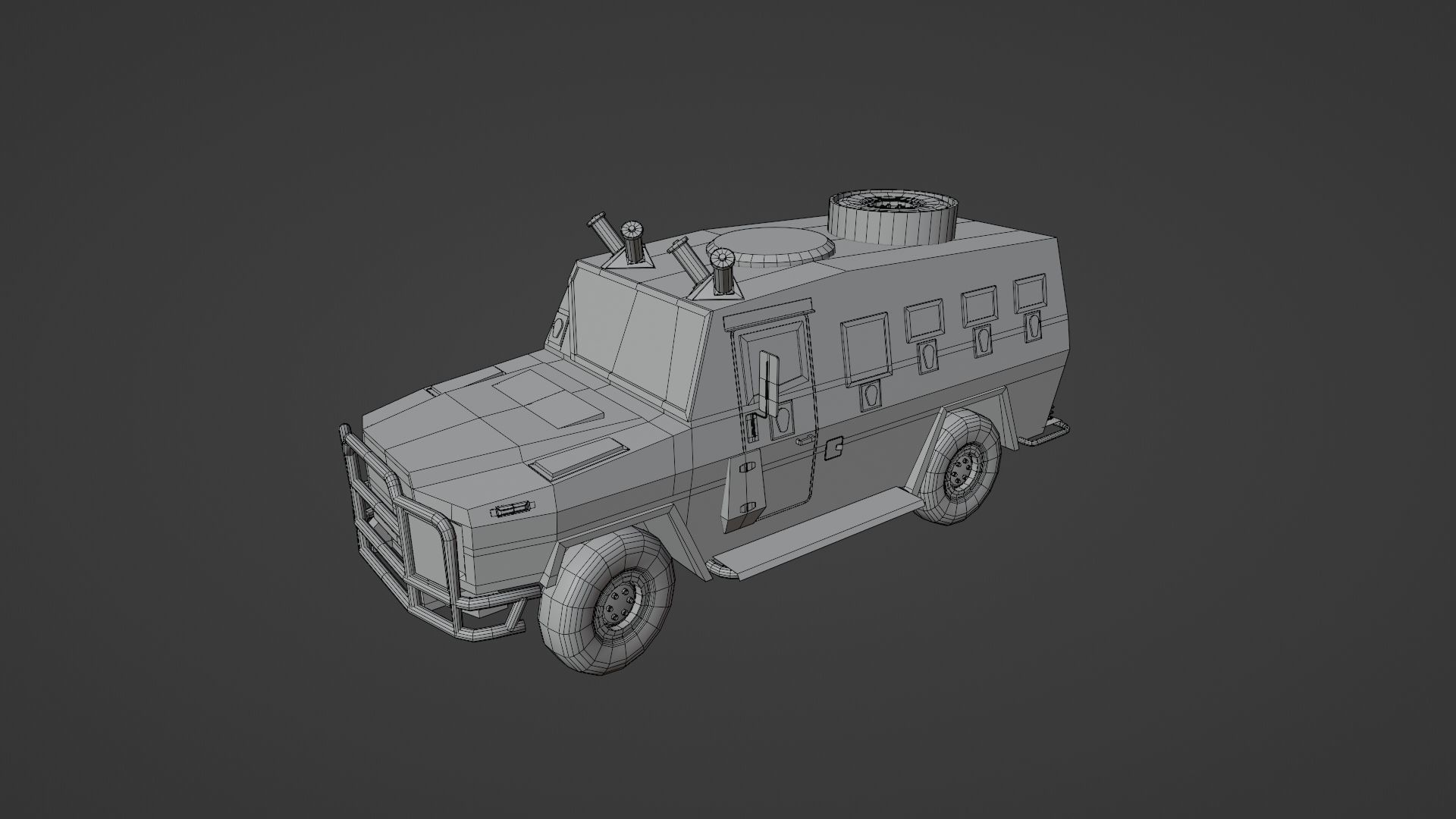 AMZ Dzik 4x4 armer military vehicle Low-poly 3D model_20