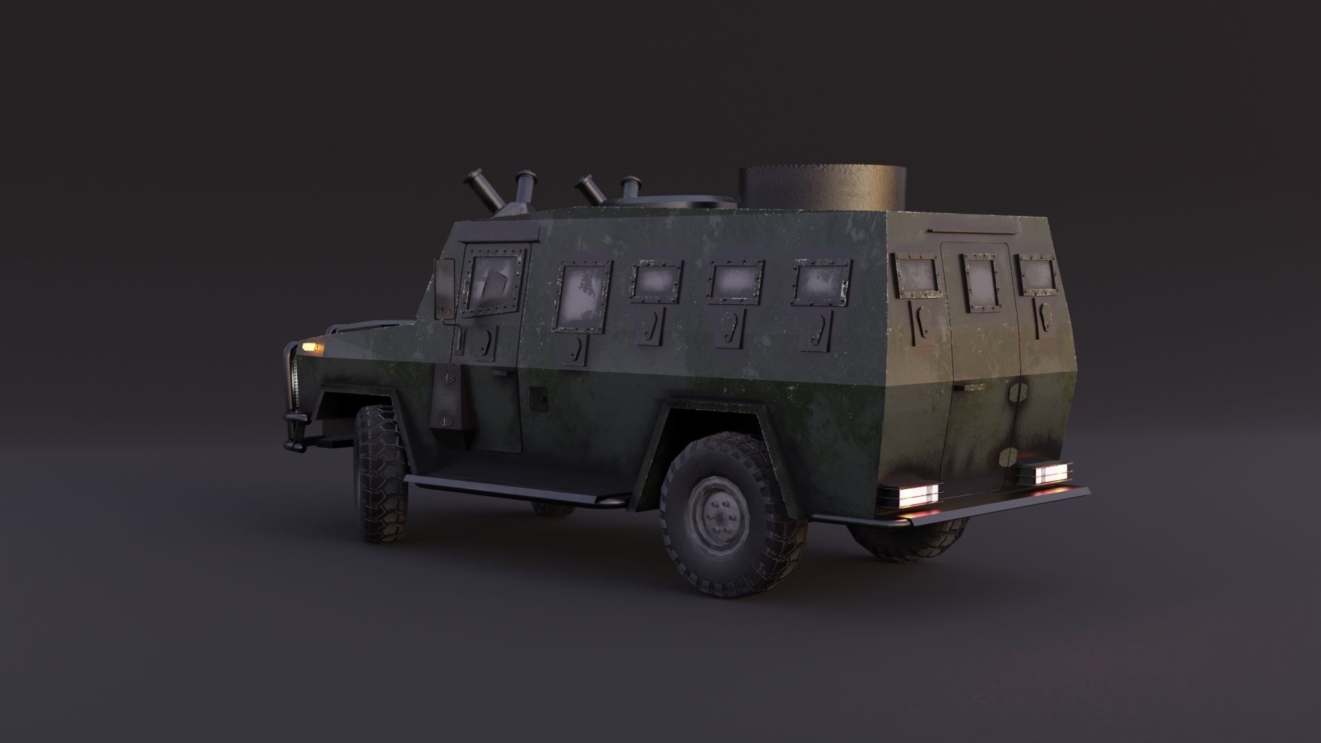 AMZ Dzik 4x4 armer military vehicle Low-poly 3D model_3