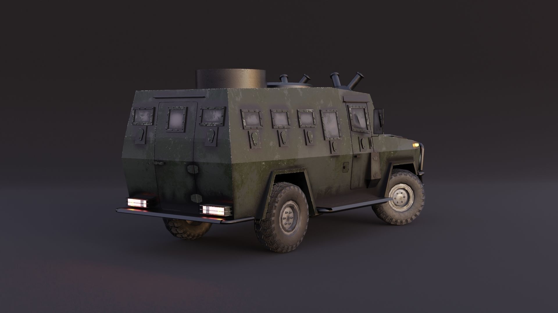 AMZ Dzik 4x4 armer military vehicle Low-poly 3D model_2