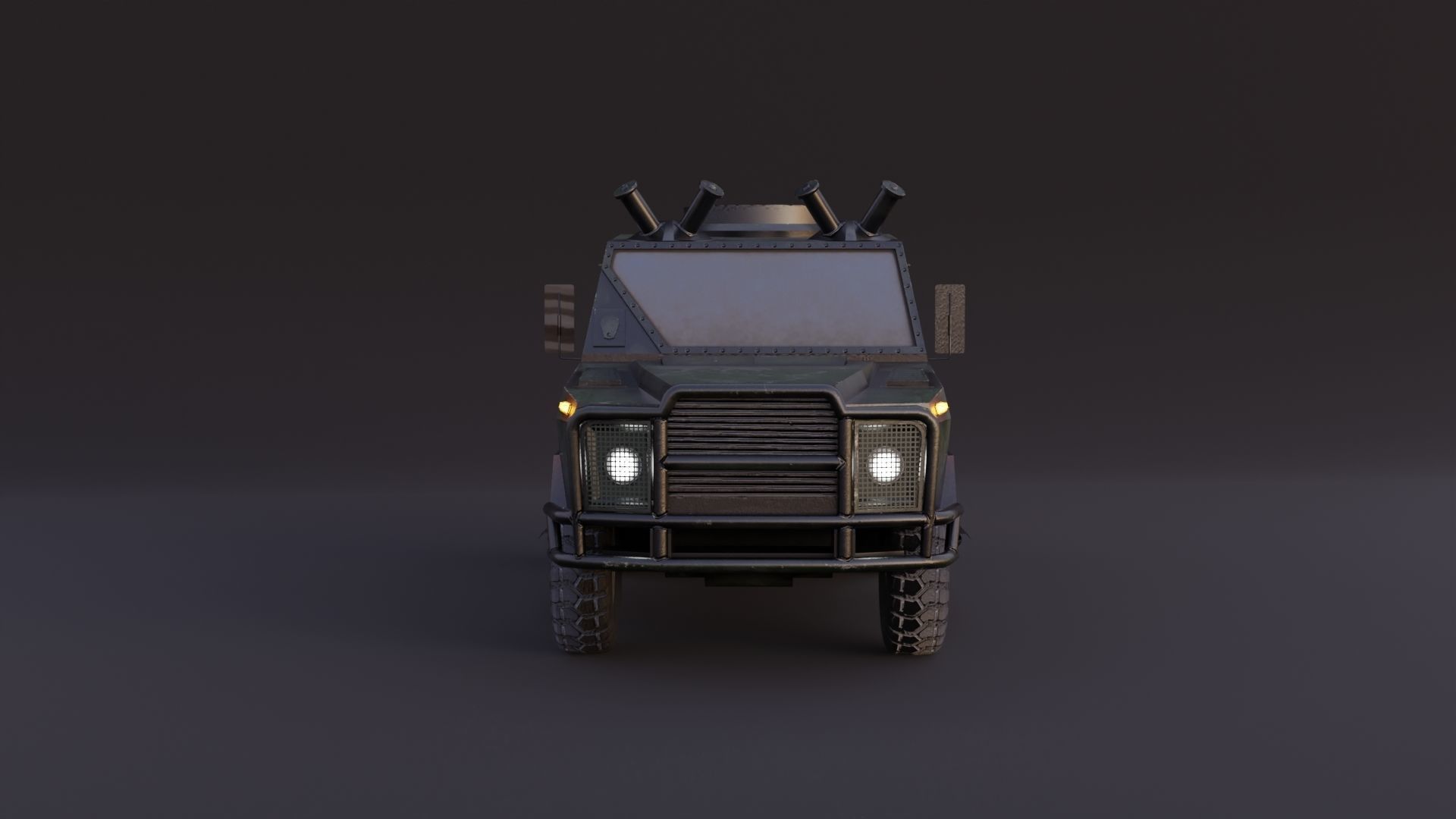 AMZ Dzik 4x4 armer military vehicle Low-poly 3D model_7