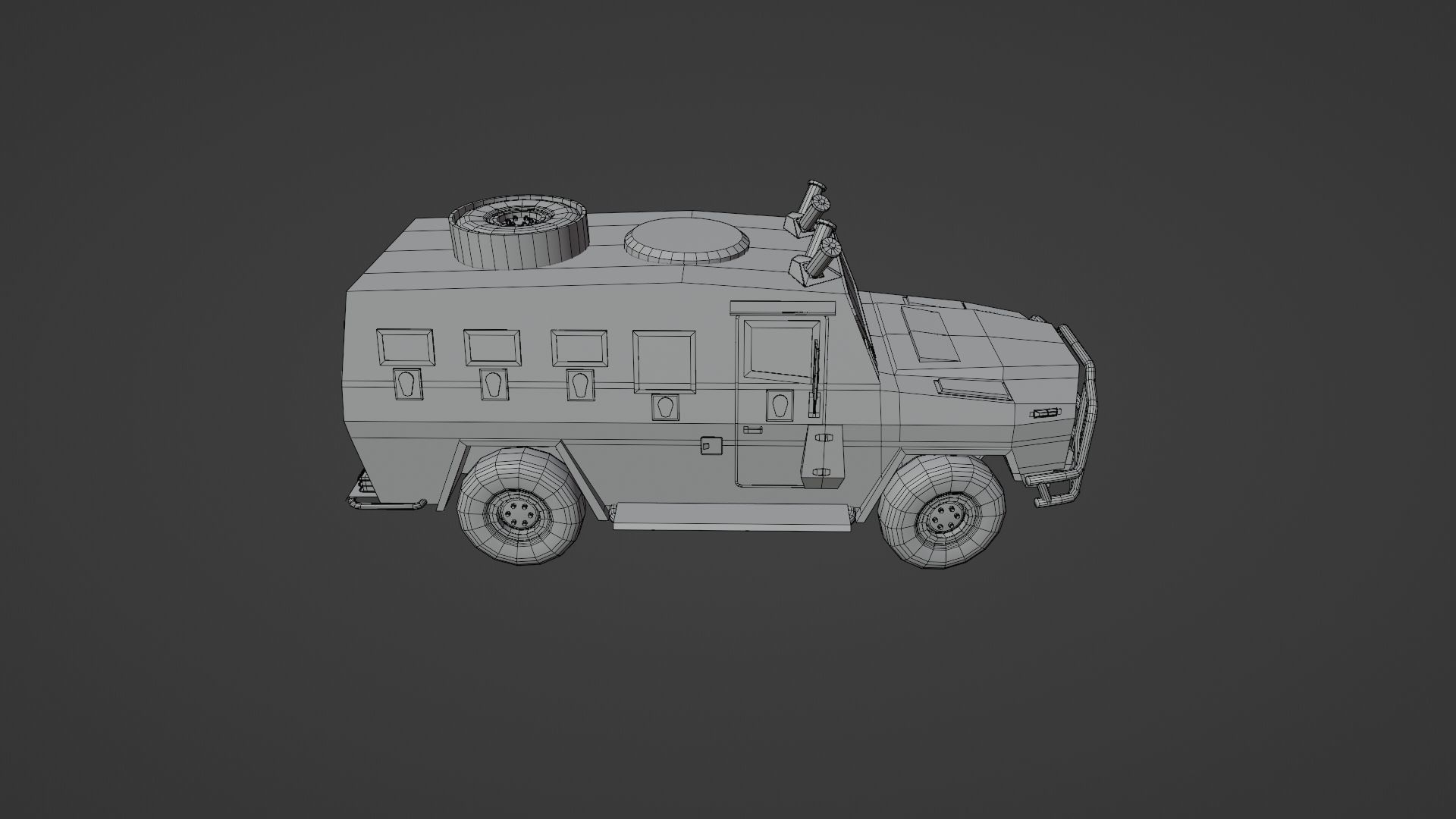 AMZ Dzik 4x4 armer military vehicle Low-poly 3D model_13