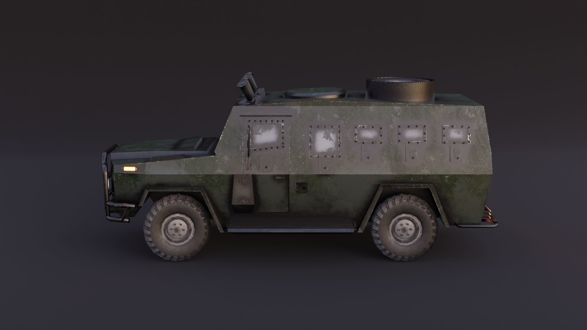 AMZ Dzik 4x4 armer military vehicle Low-poly 3D model_4