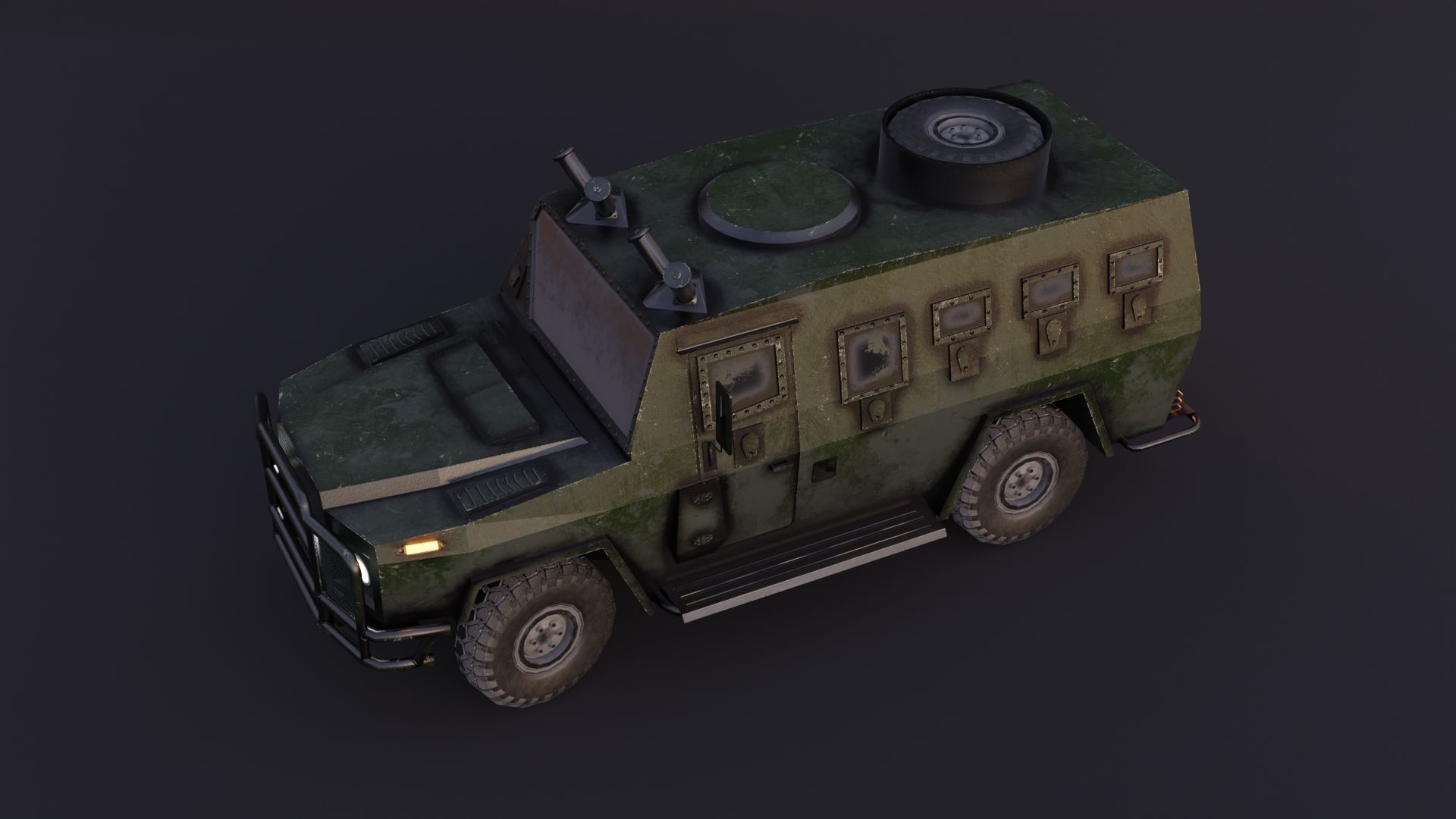 AMZ Dzik 4x4 armer military vehicle Low-poly 3D model_12