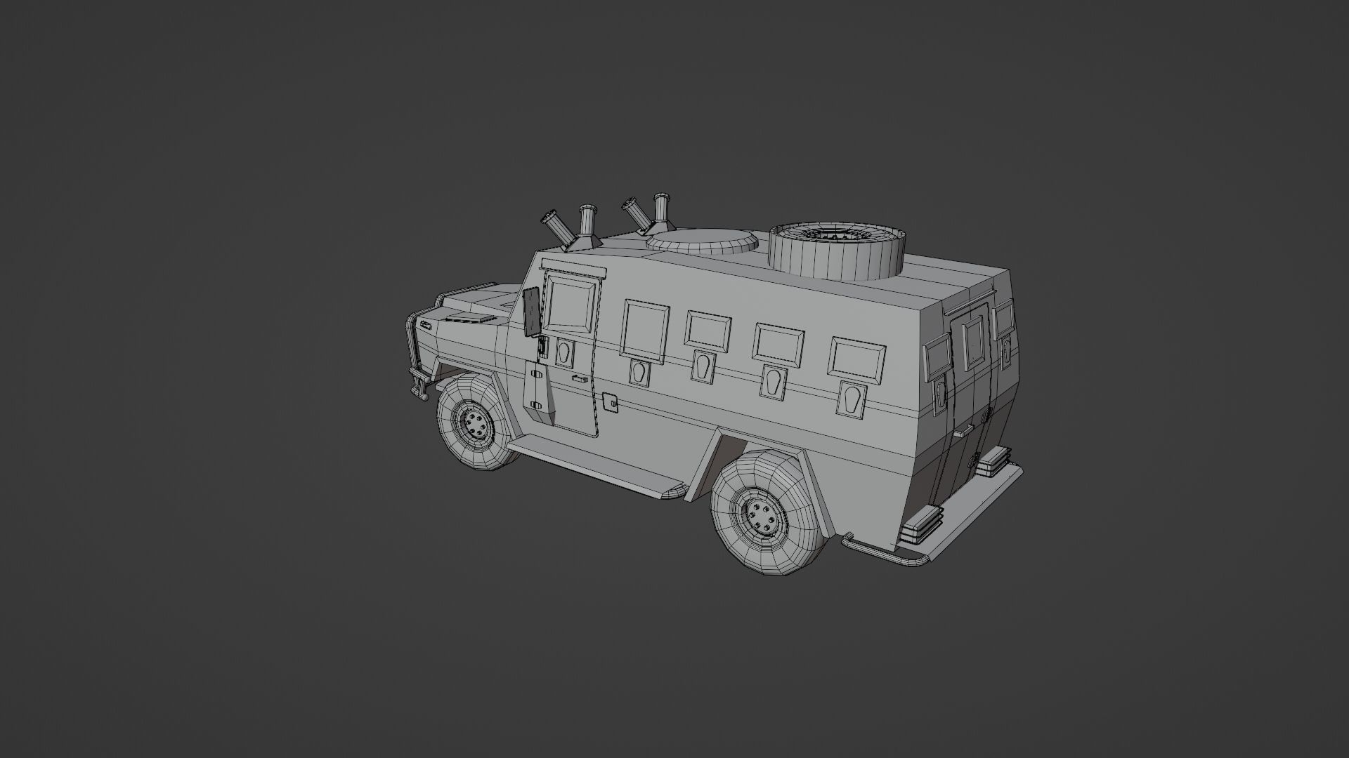 AMZ Dzik 4x4 armer military vehicle Low-poly 3D model_14