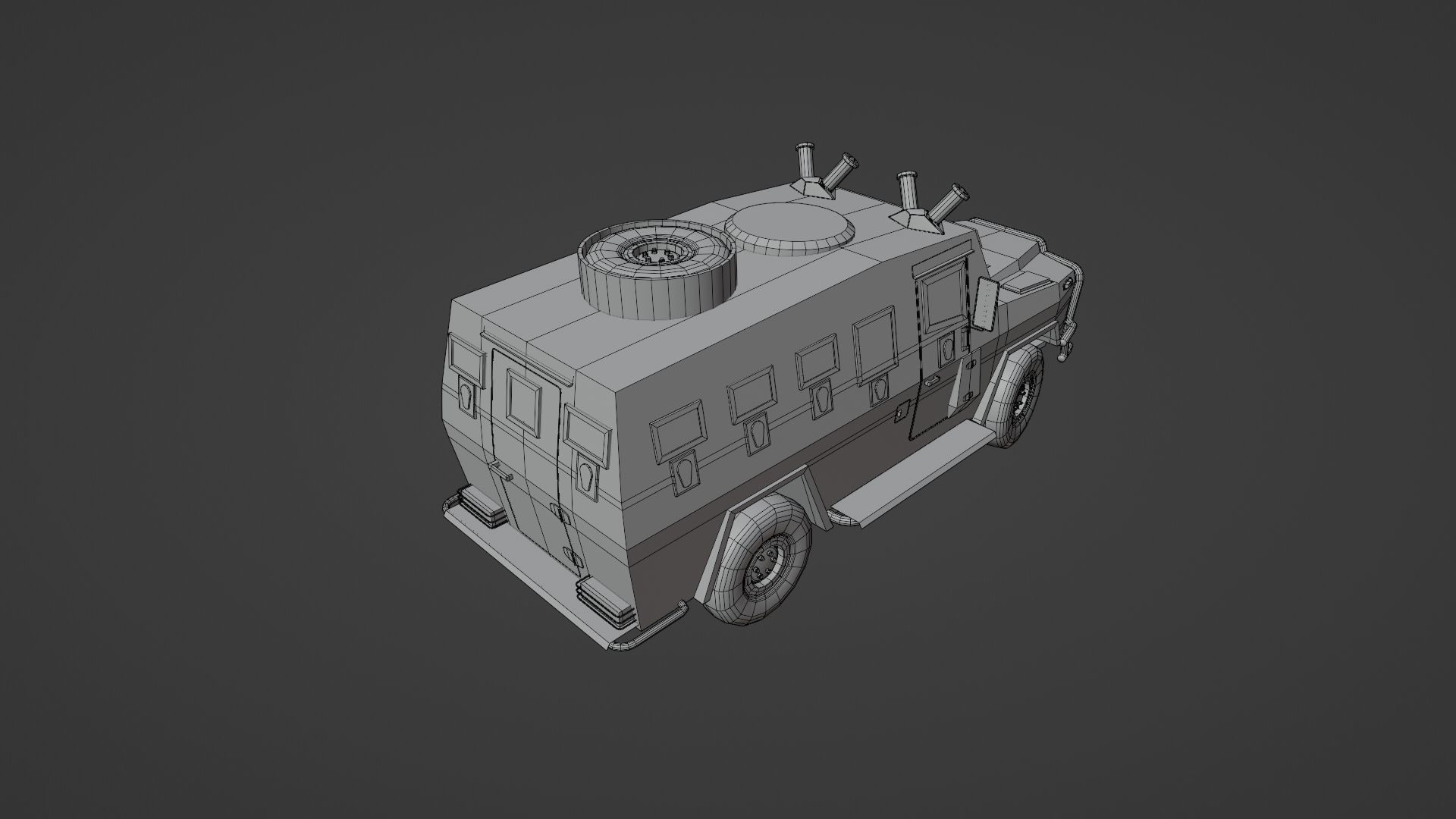 AMZ Dzik 4x4 armer military vehicle Low-poly 3D model_17