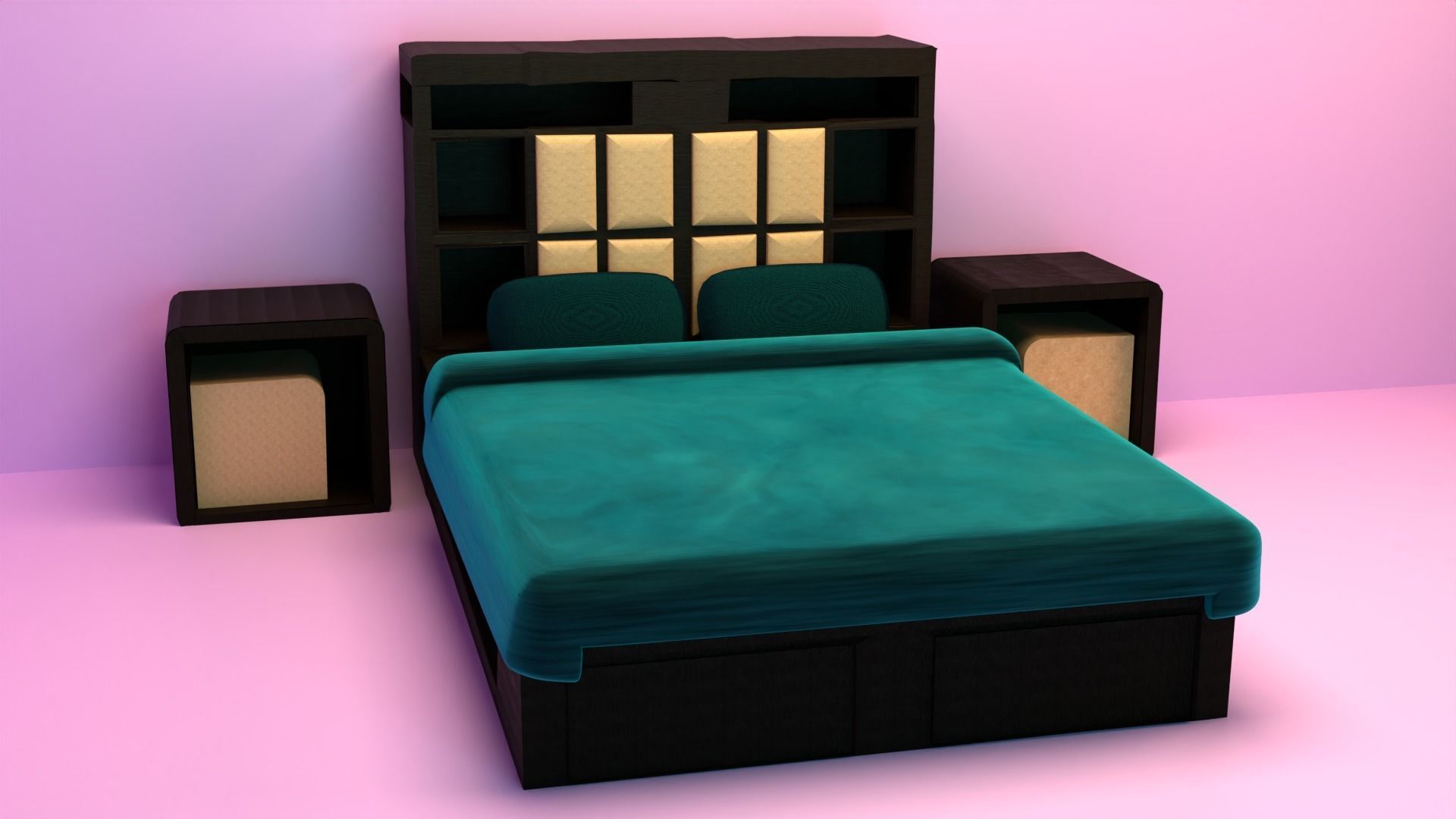 Bed 3d Model King size Bed for bedroom  3D model_1