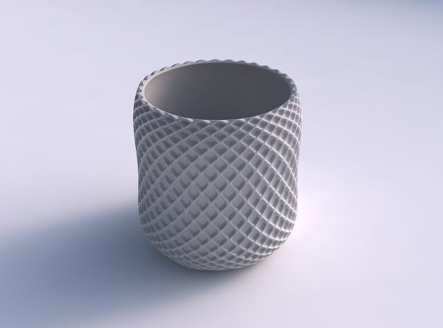 Bowl cylindrica with grid piramides 2 3D print model_0