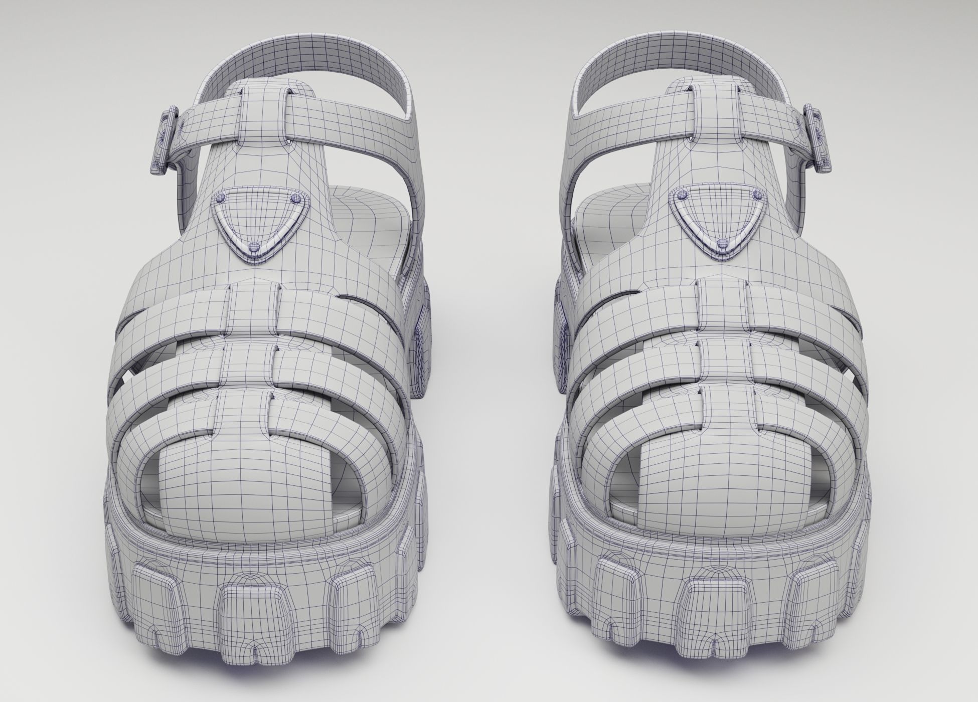 Sandals Prada on platform collection Low-poly 3D model_31