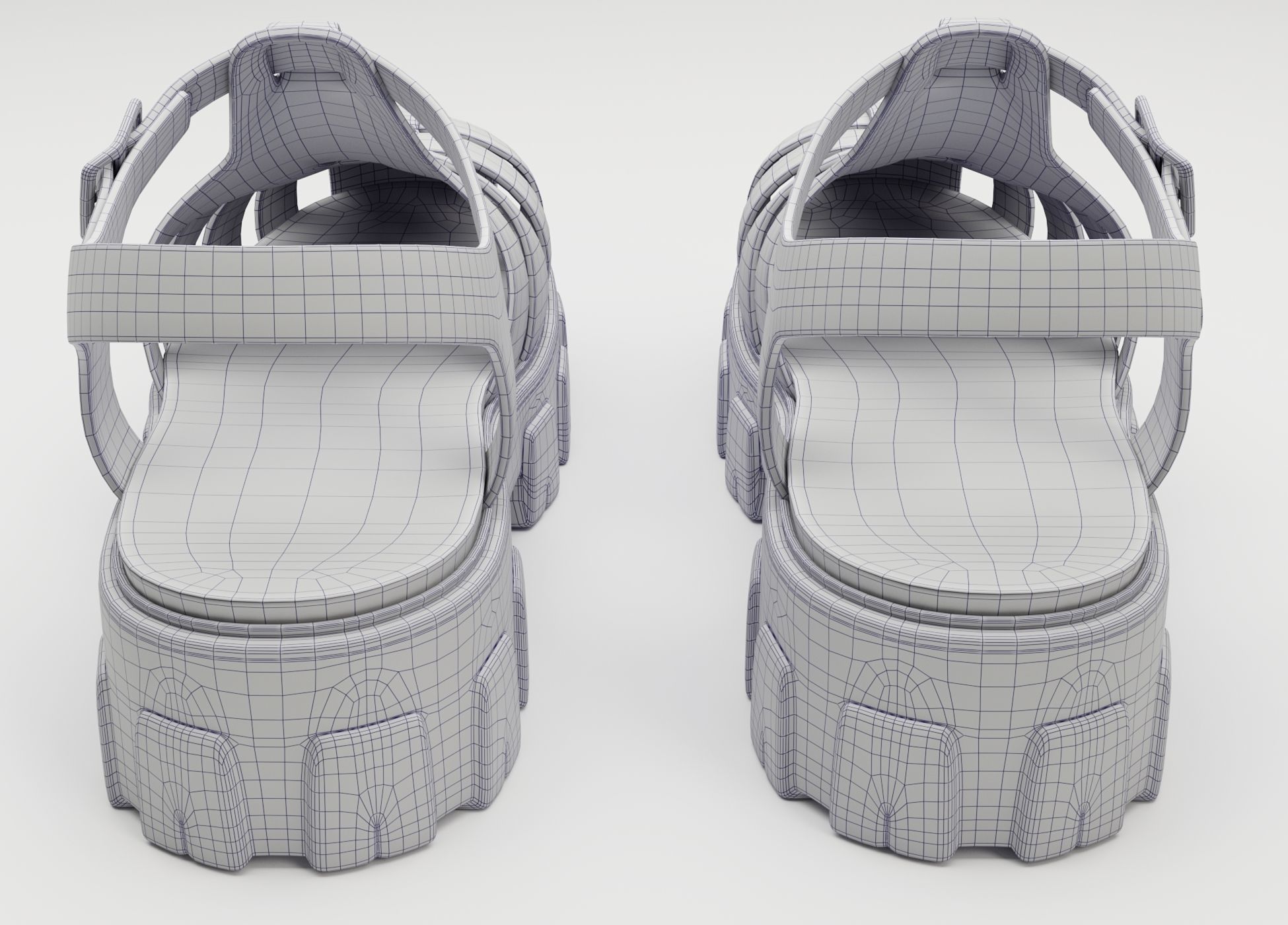 Sandals Prada on platform collection Low-poly 3D model_33