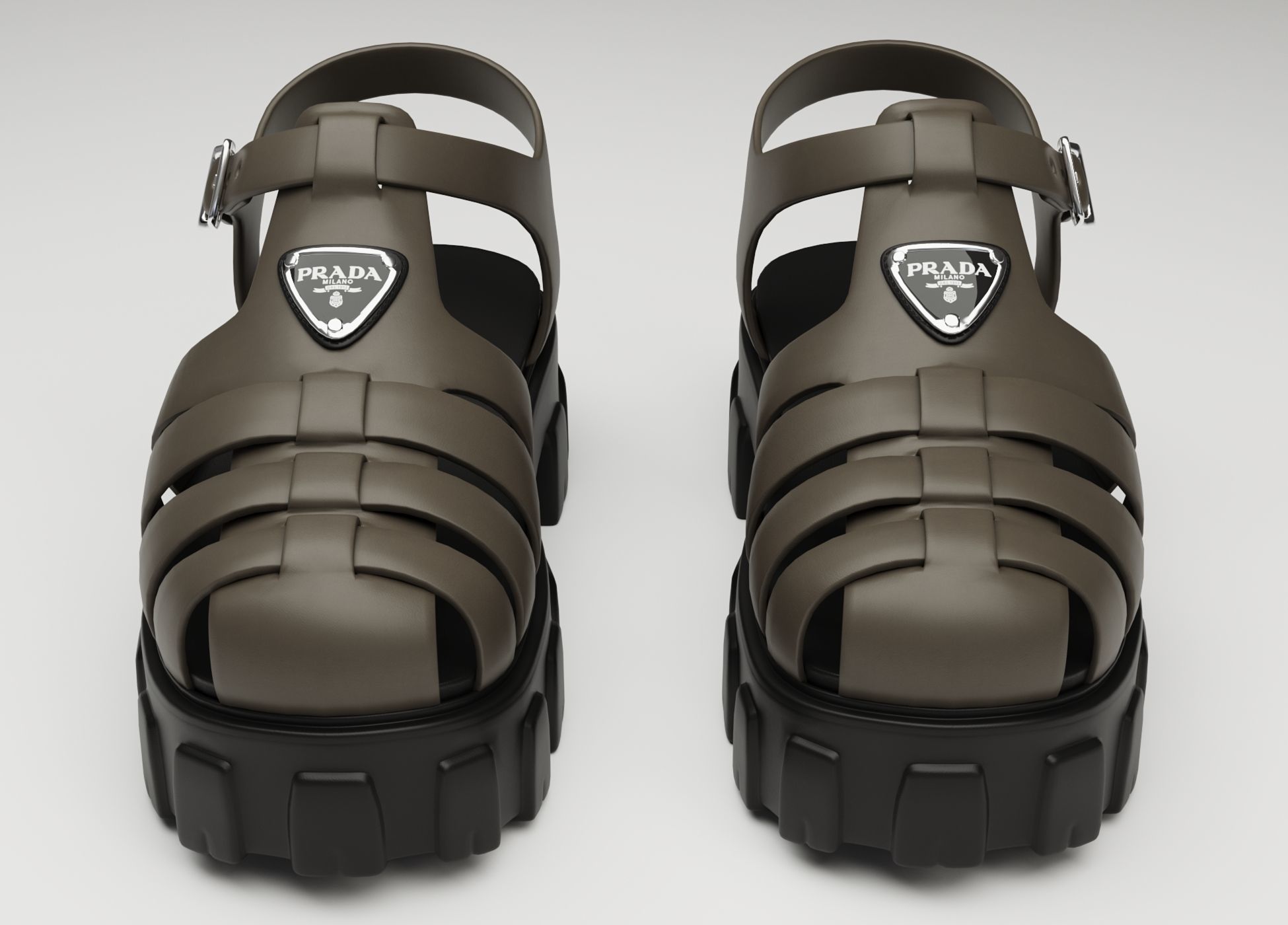 Sandals Prada on platform collection Low-poly 3D model_10