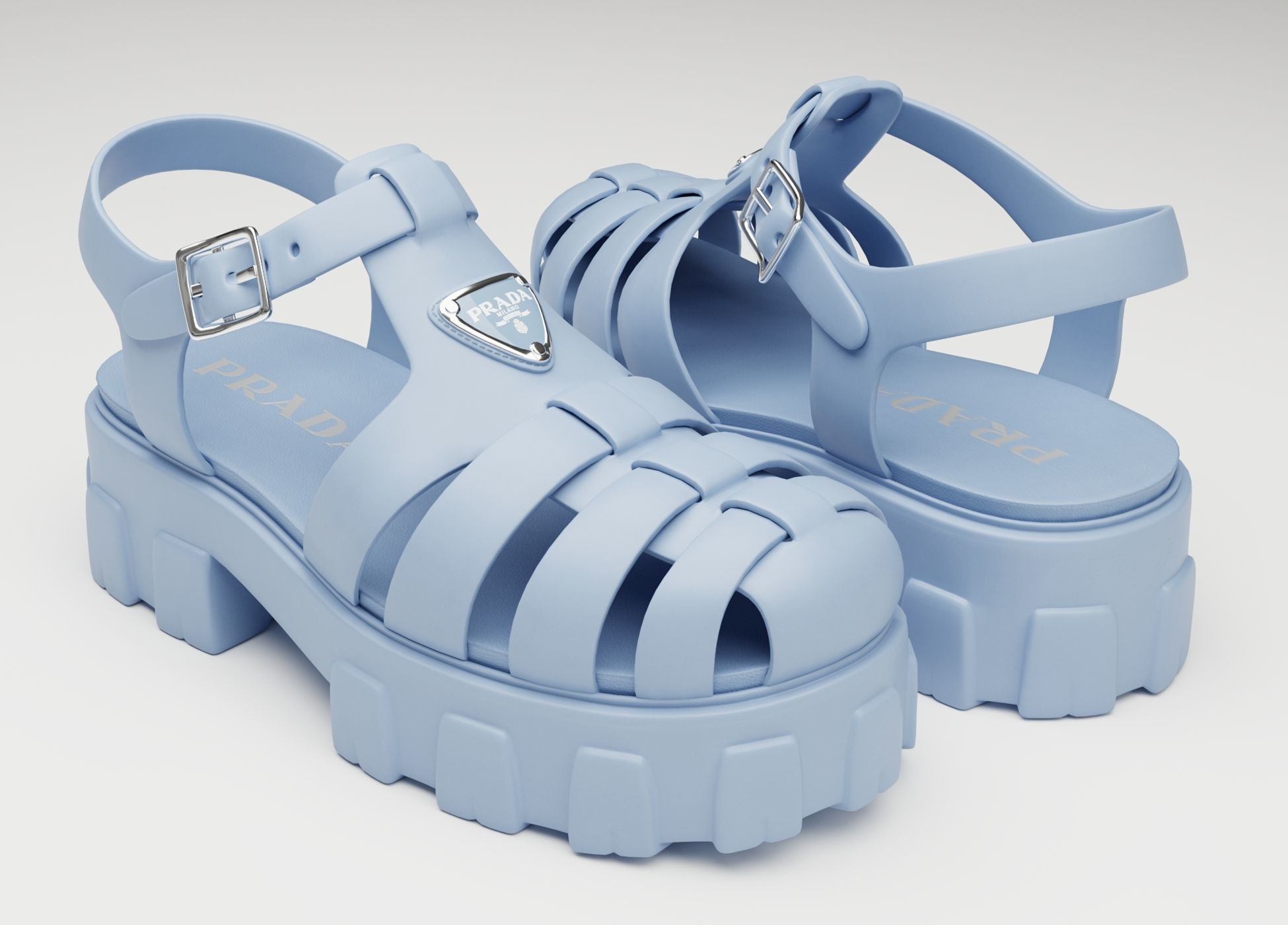 Sandals Prada on platform collection Low-poly 3D model_3