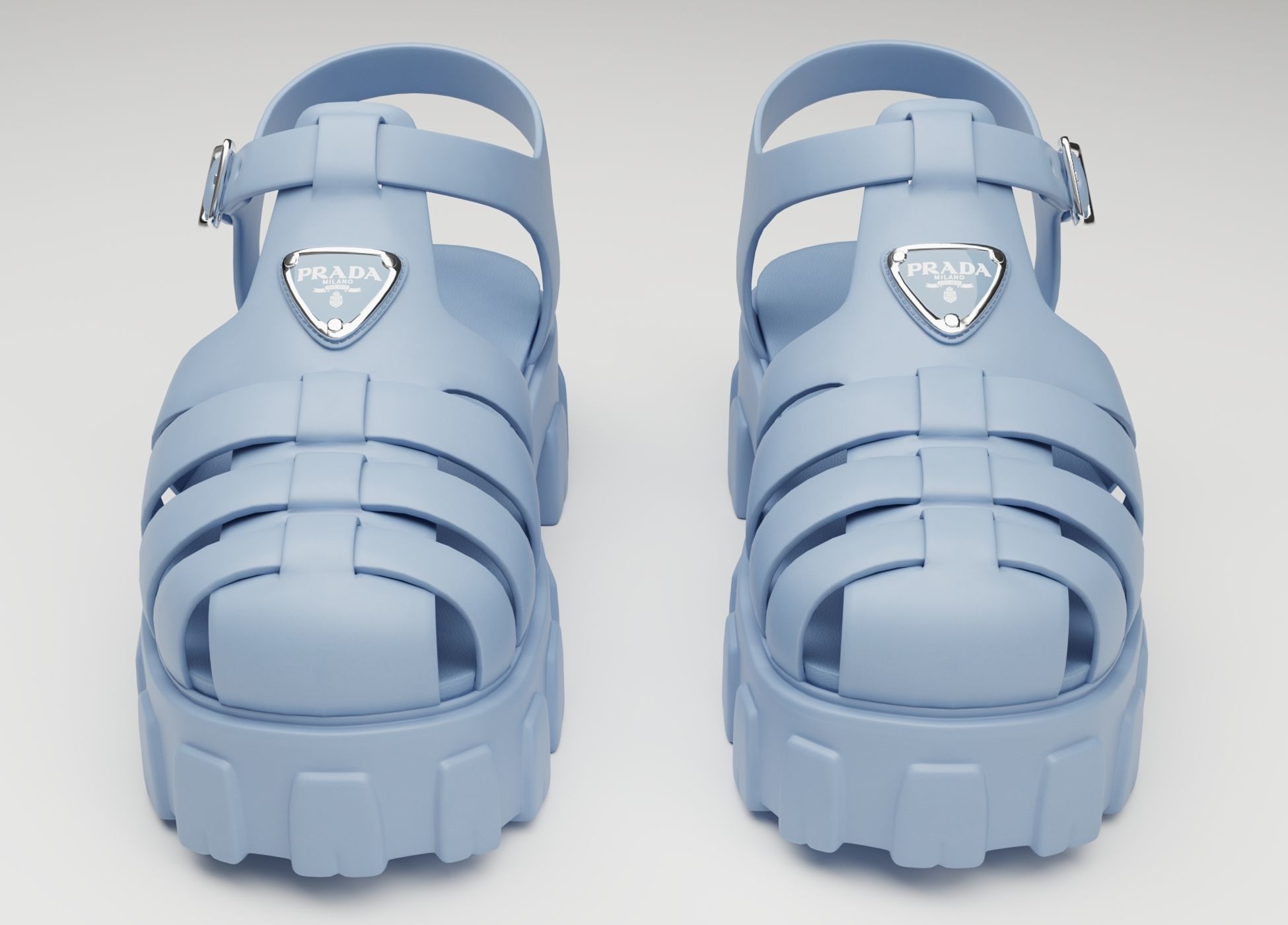 Sandals Prada on platform collection Low-poly 3D model_11